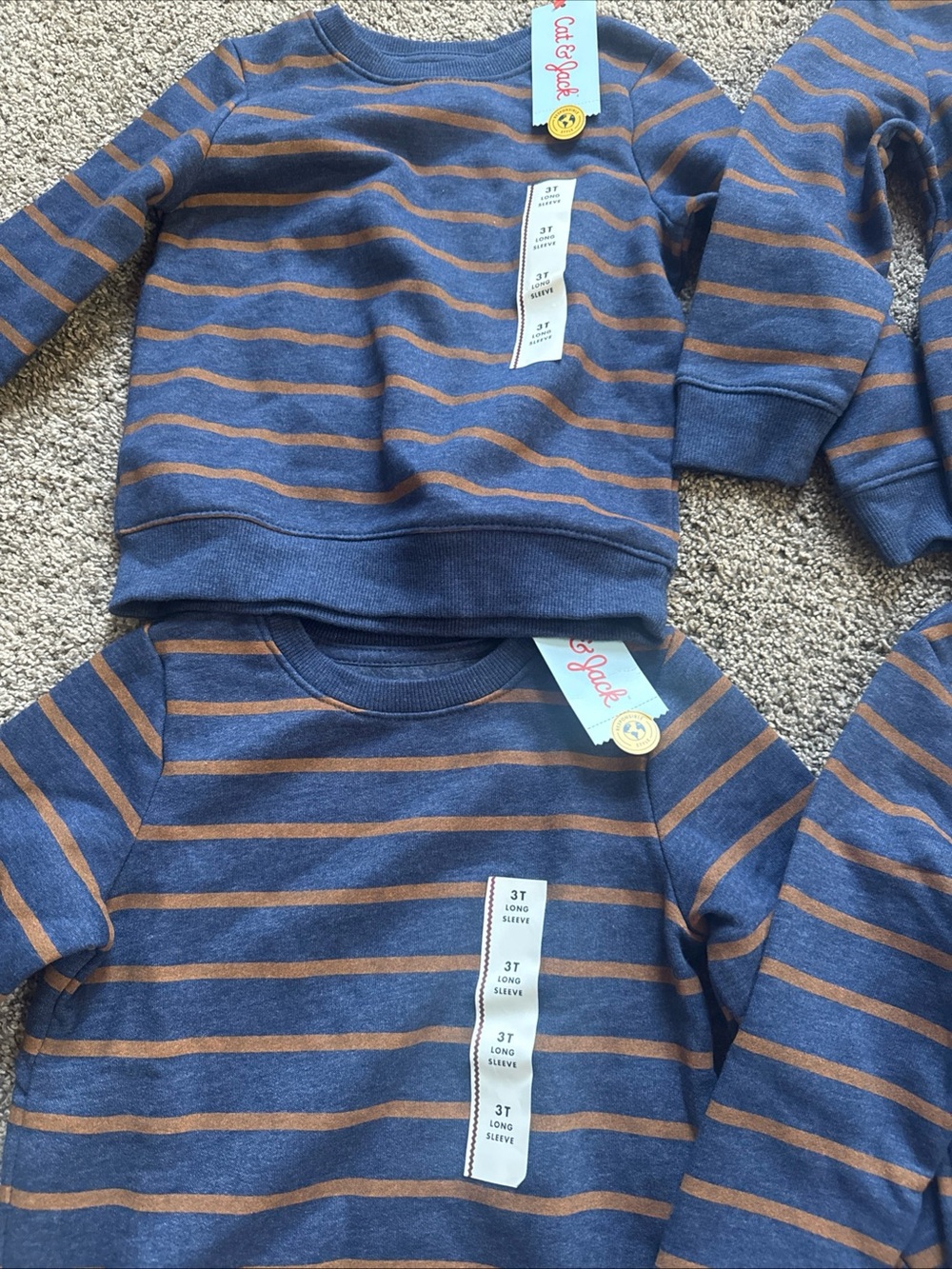 Striped Navy & Brown Kids Sweatshirt - 4-Pack Boys 3T, 4t nwt Cat & Jack - Picture 2 of 4